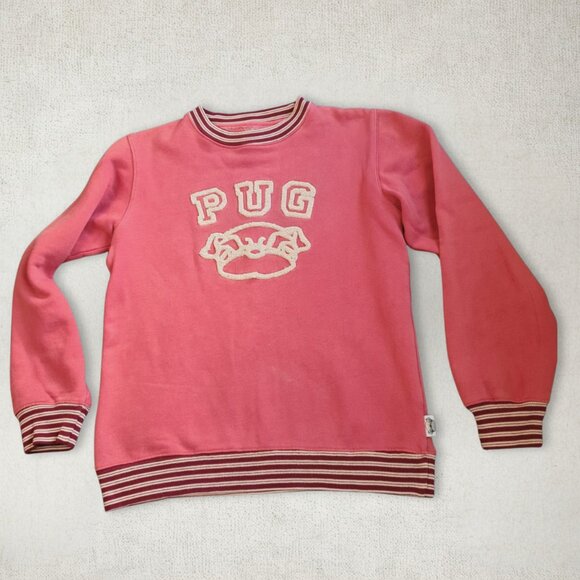 Vintage Pug Women Sweatshirt Size M Pink Streetwear - Picture 3 of 11